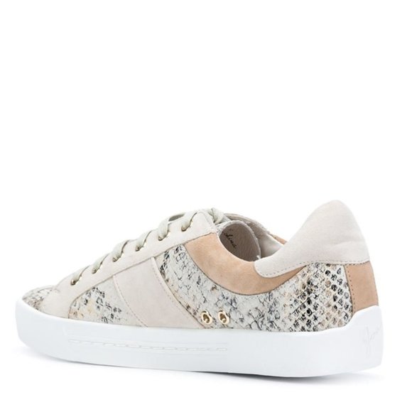Joie Leather Suede Snakeskin Effect Low-Top Sneakers Sz 8,5 - Picture 2 of 13
